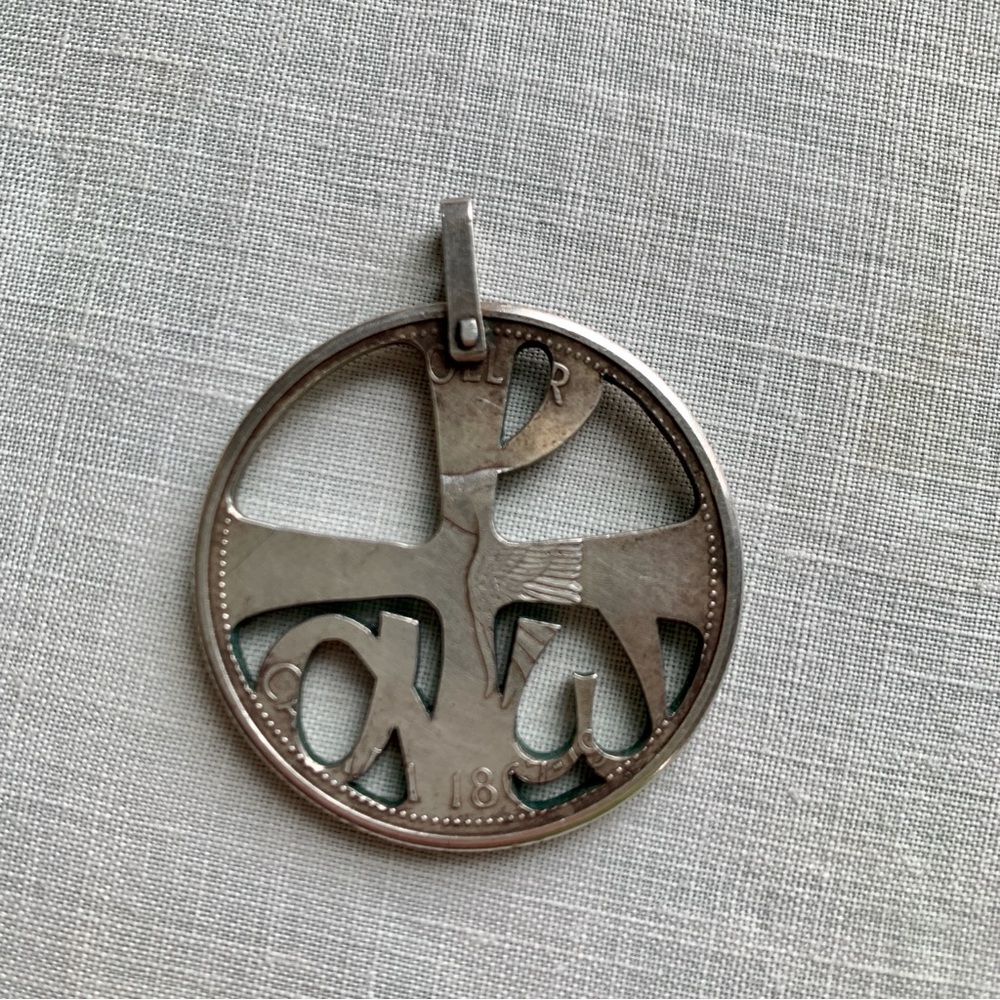 Vintage Chi Rho Christian Spirituality Pendant Hand Cut Centennial Silver Dollar